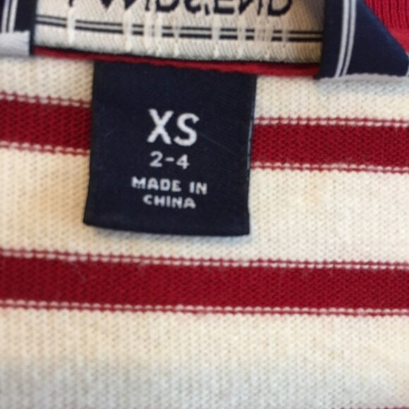 Lands’ End Long Sleeve Lace Up Striped Shirt Red & White - Picture 5 of 13